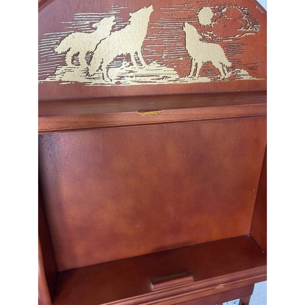 Bradford Exchange Wooden Wood Perpetual Calendar with wolves wolf Vintage read